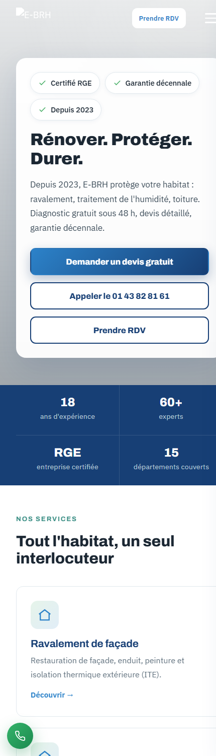Version mobile du site E-BRH